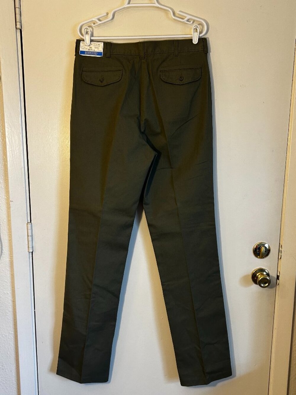Vintage Lands' End Men's 34X35.5 Pleated Olive Green Dress Pants USA Made 4006